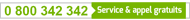 Numéro vert : 0 800 342 342