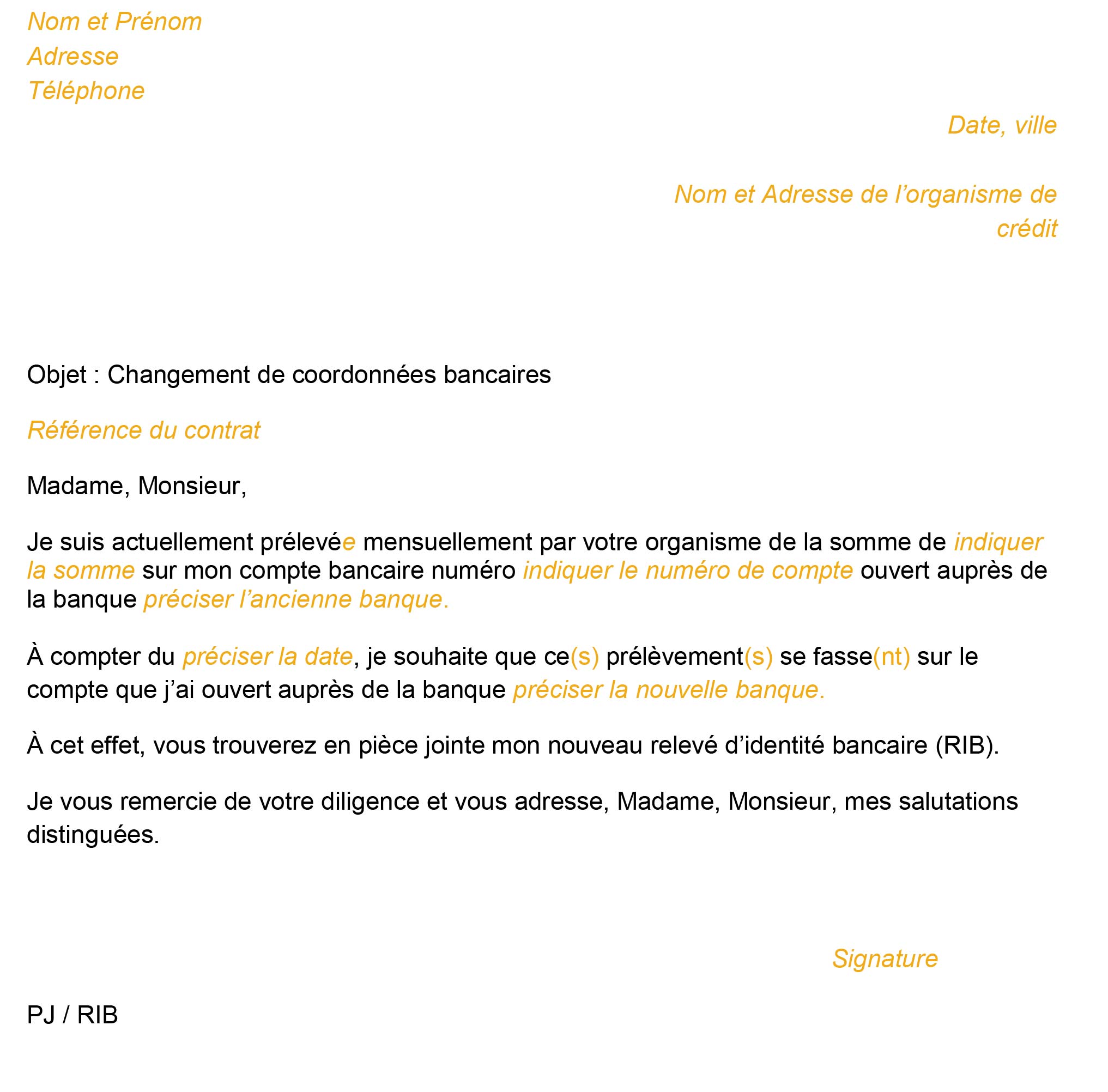 Exemple De Lettre De Changement De Rib Le Meilleur Exemple